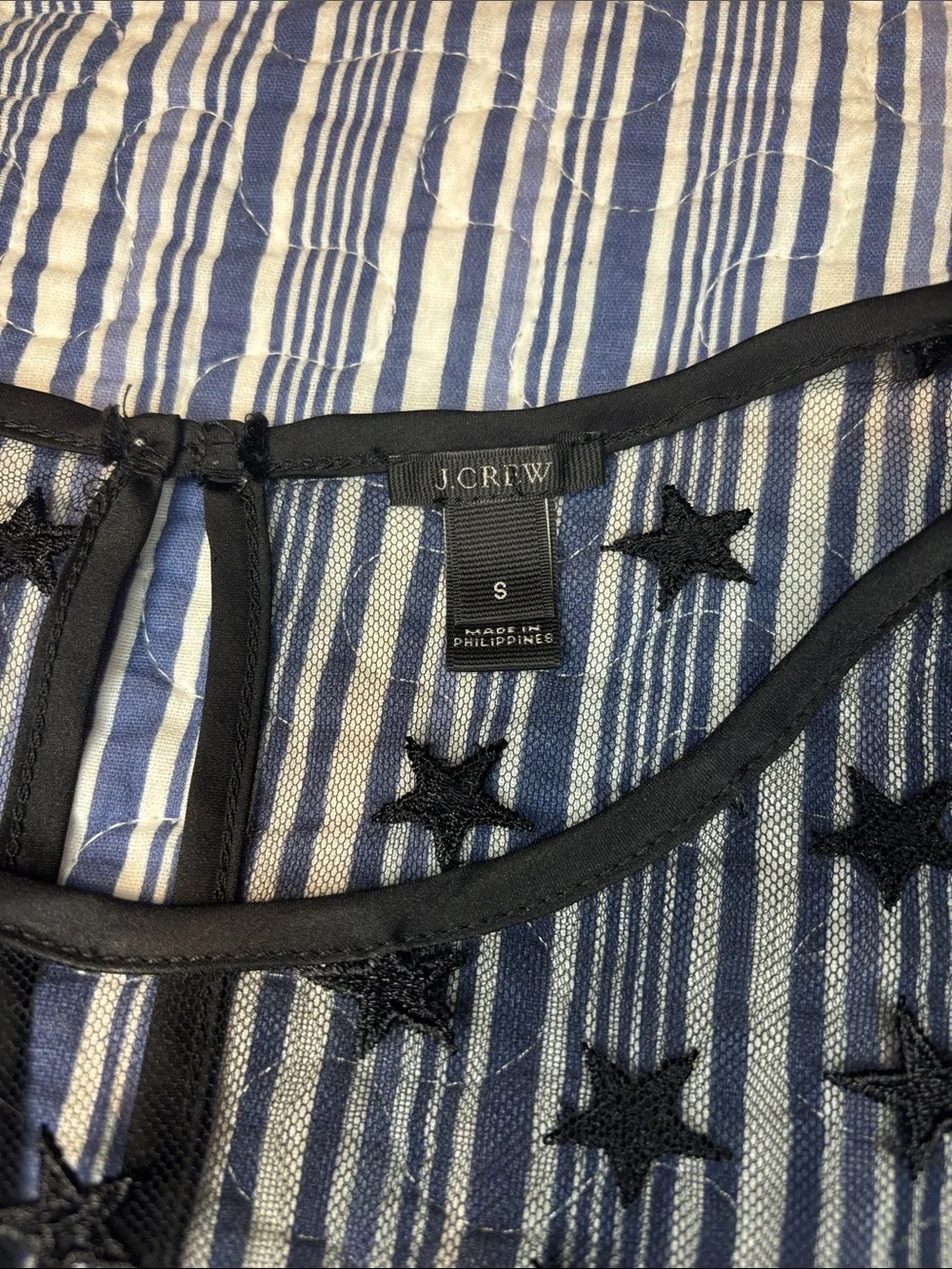 J. crew Sheer  Star Ruffle Top - Black